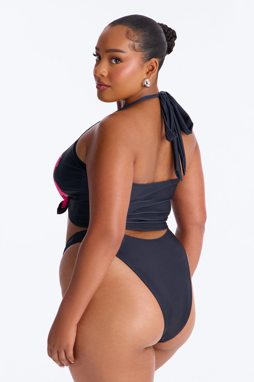 Mabel 2 Piece Floral Tankini Bikini Set - Black/Pink