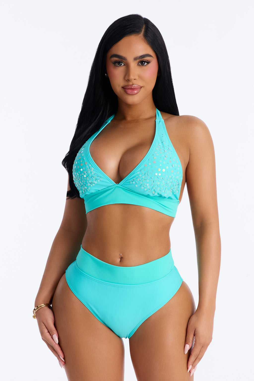 Jayla Sequin 2 Piece Bikini - Turquoise