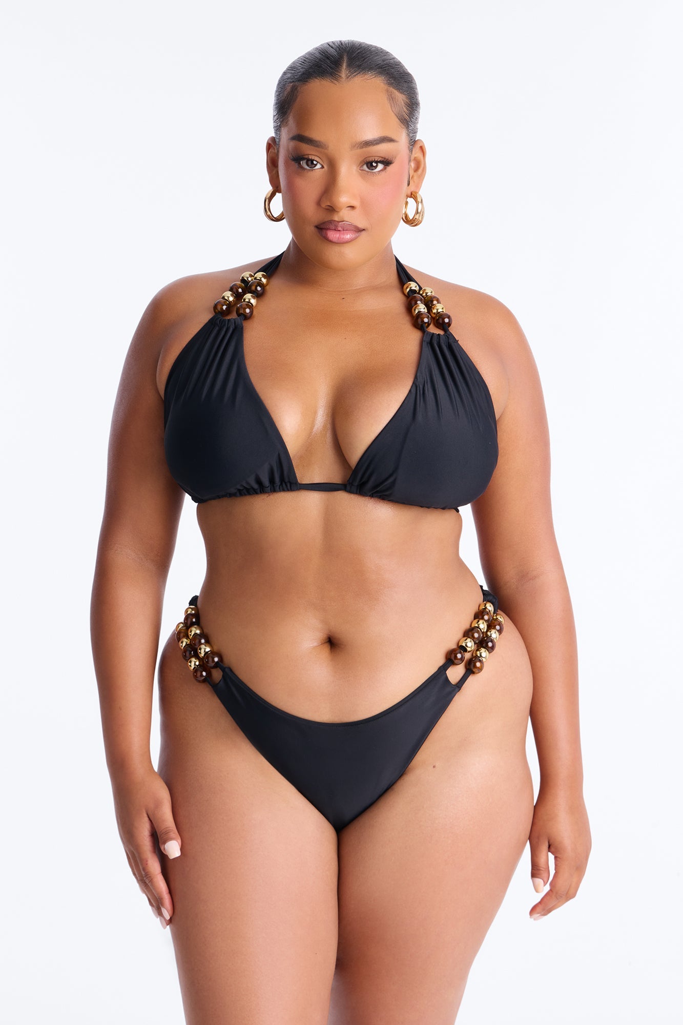 Lily Beaded Double Strap 2 Piece Bikini - Black