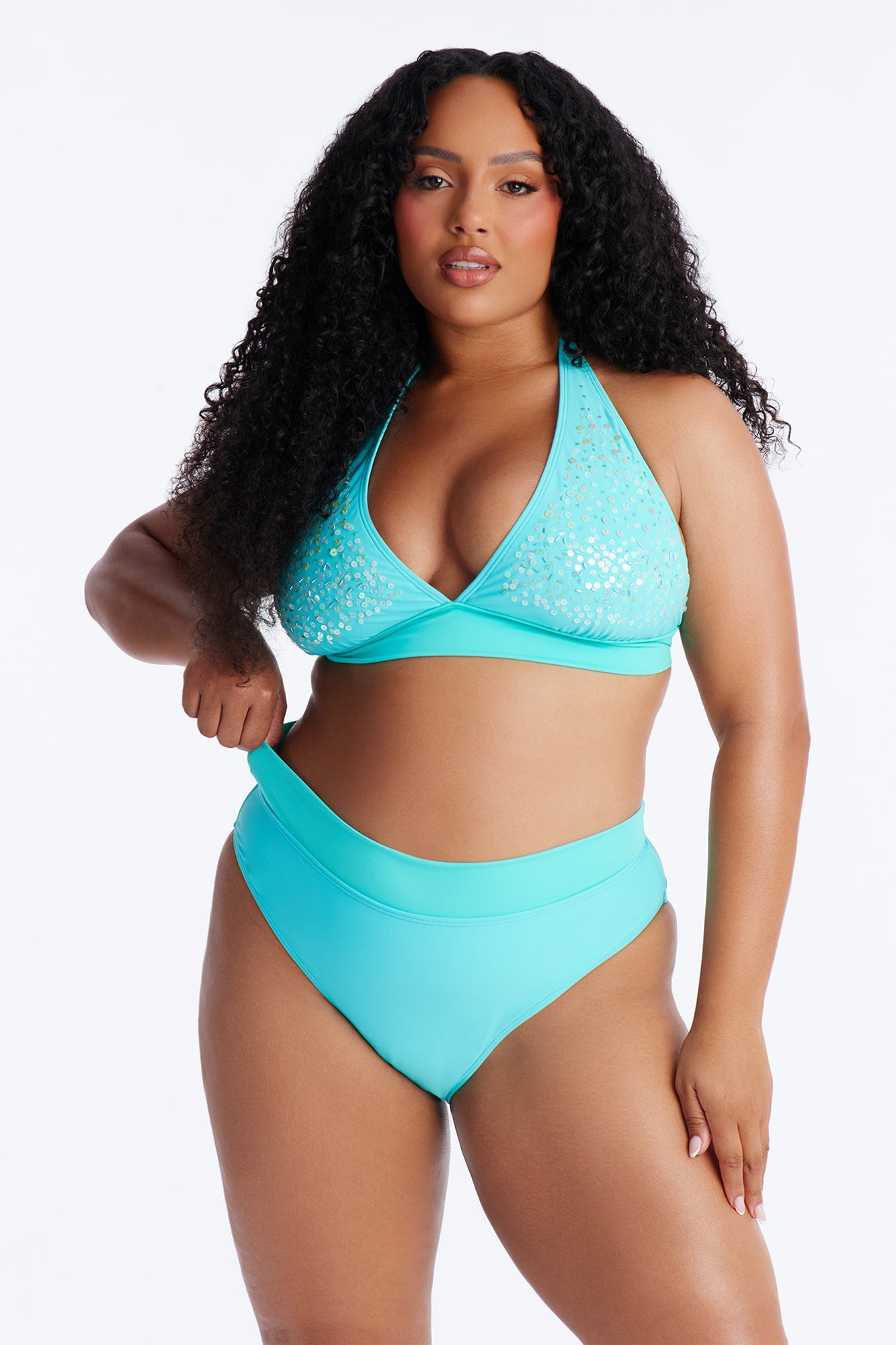 Jayla Sequin 2 Piece Bikini - Turquoise