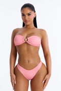 Megan Tropical 2 Piece Bandeau Bikini Set - Pink/combo