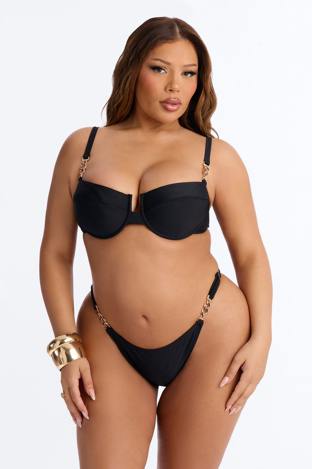 Beach Club Chain Underwire 2 Piece Bikini - Black