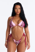 Nothing Is That Simple Novelty Leopard Shell Trim 2 Piece Bikini - Burgundy/combo