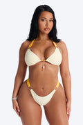 Beach Doll Charm O-Ring Contrast 2 Piece Bikini - Cream/combo