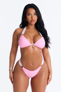 Beach Doll Charm O-Ring Contrast 2 Piece Bikini - Pink/combo