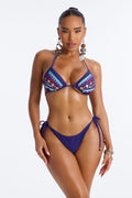 Elisa Embellished 2 Piece Bikini - Navy/Multi