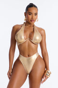 Willow Metallic Criss Cross Low 2 Piece Bikini - Gold