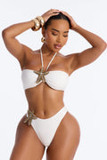 Jenny 3D Starfish Bandeau 2 Piece Bikini - White
