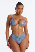 Love To Be Wild 2 Piece Triangle Bikini Set - Purple/combo