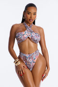 Beach Bar Multi Way Floral Animal 2 Piece Bikini - Pink/combo