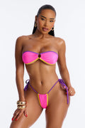 Sunset Glow Colorblock Contrast O-Ring Strapless 2 Piece Bikini - Hot Pink/combo