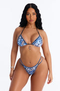 Untame Me Leopard 2 Piece Triangle Bikini Set - Blue/combo