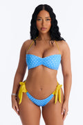 Beach Bar Polka Dot Contrast Bandeau 2 Piece Bikini - Blue/combo