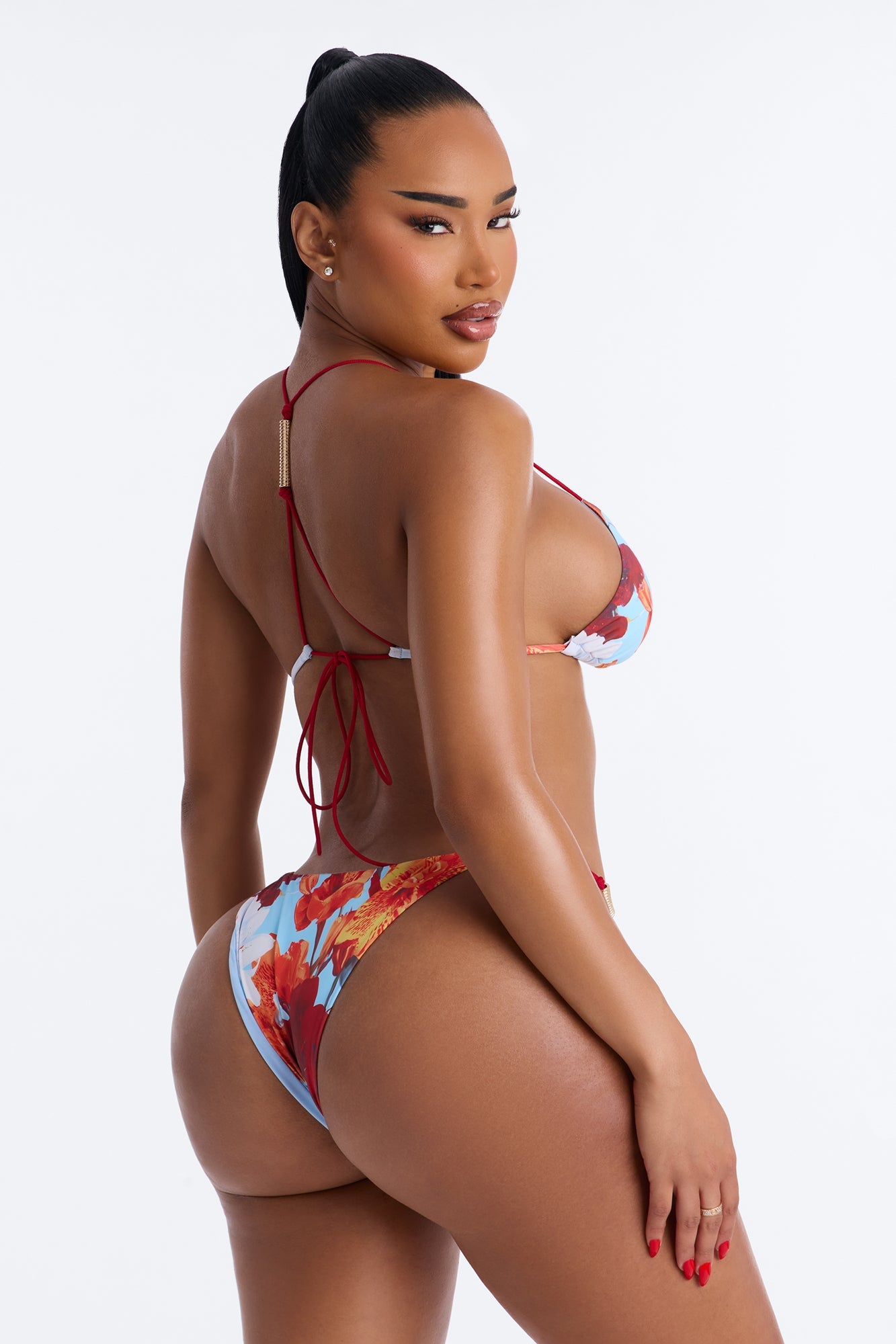 Summer Time Fine Triangle Bikini Set - Multi Color