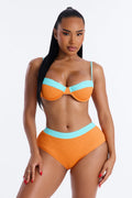 Catching Waves & Baes 2 Piece Bra Cup Bikini Set - Coral/combo